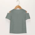 thumbnail image 6 of Fesfesfes Girls' Loose Fit Tunic Tops Kids Short Sleeve Shirts Cold Shoulder Top Casual Round Neck Summer Kids Hollow Out Blouse Tee(Green,11-12 Years), 6 of 8