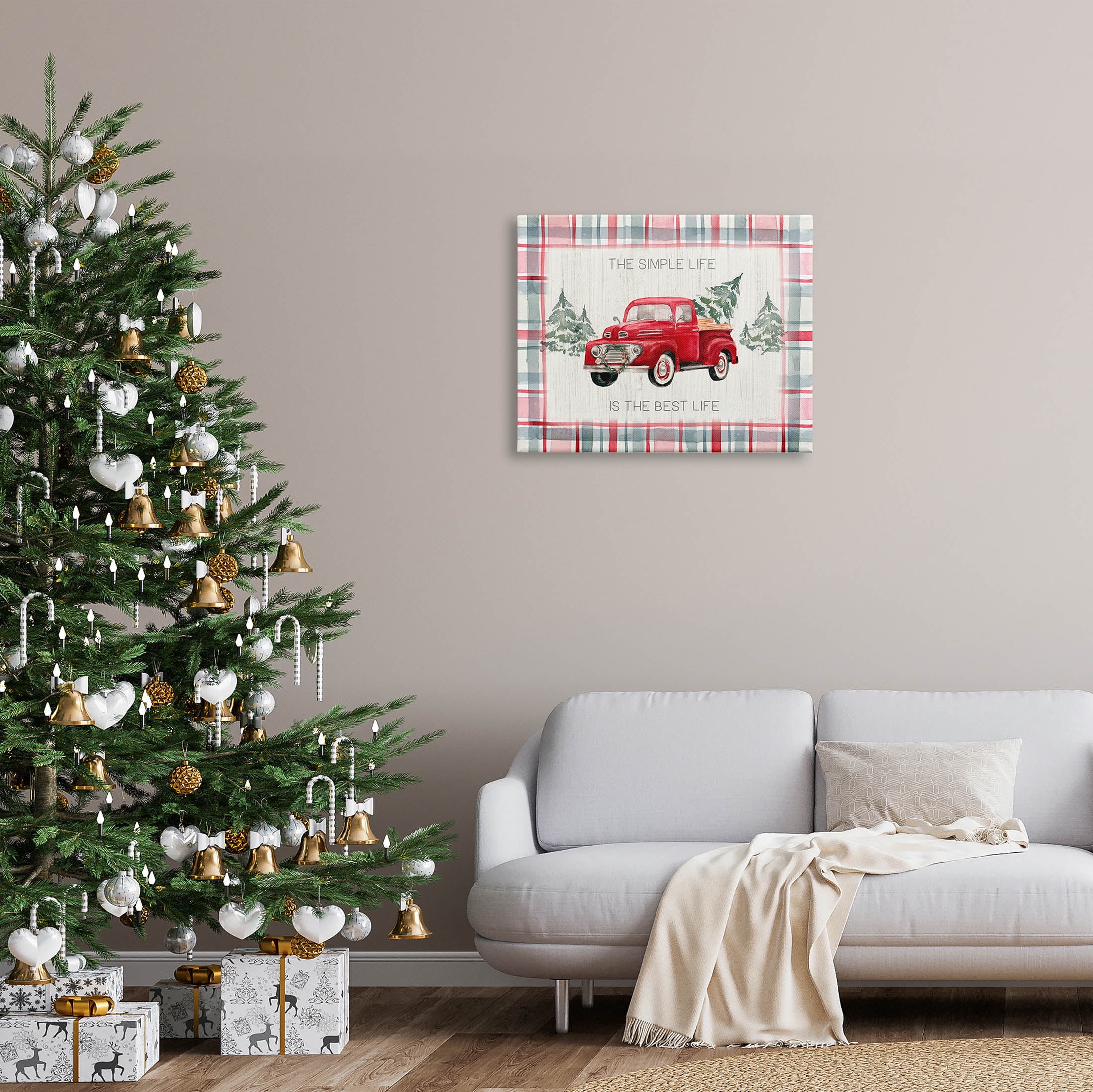 Stupell Industries Simple Life Is Best Plaid Truck Graphic Art Gallery Wrapped Canvas Print Wall Art, Design by Kristen Brockmon