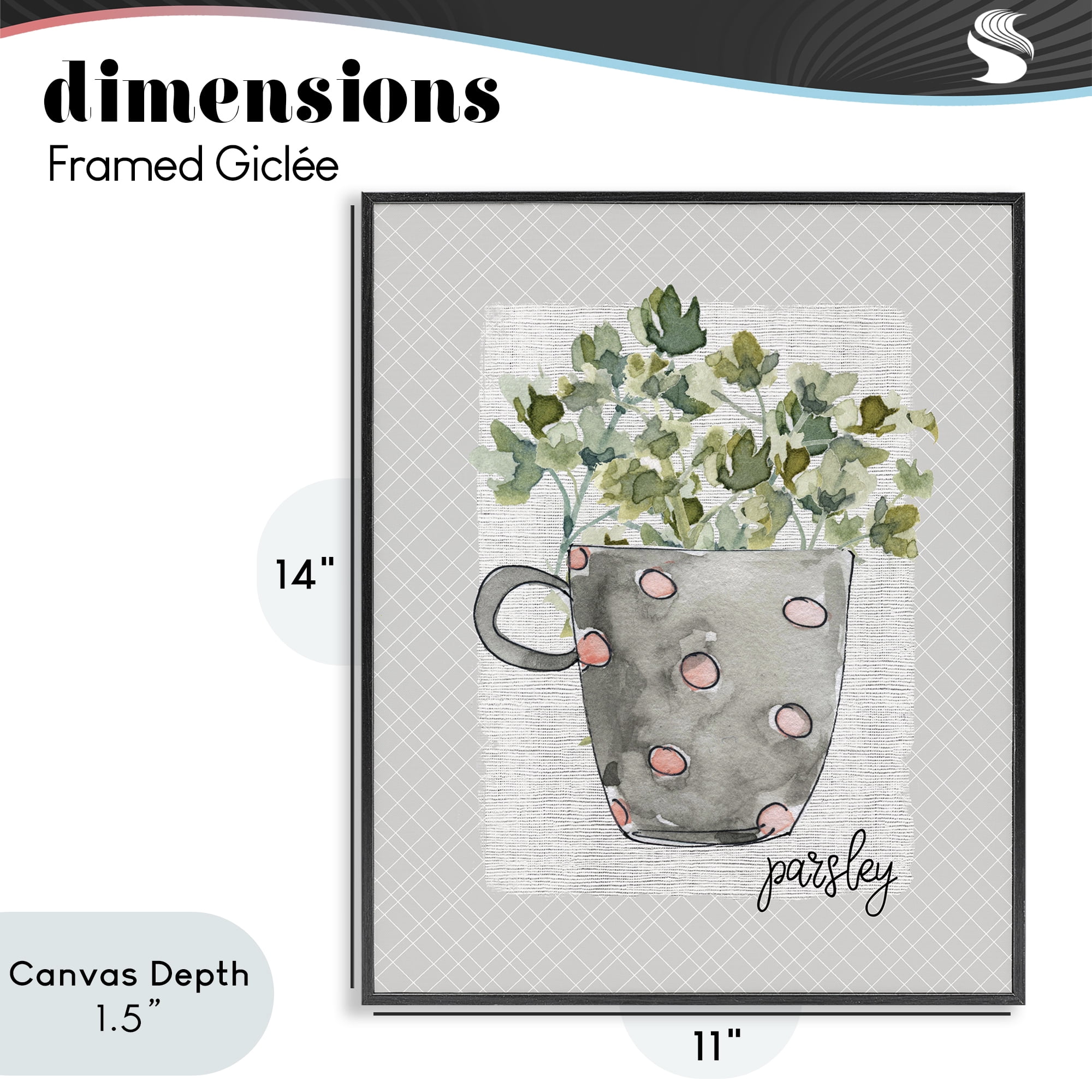 Stupell Industries Parsley Herb Mug Black Framed Giclee Art, design by Livi Finn