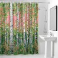 thumbnail image 4 of Green Forest Plant Fabric Shower Curtain Tree Illustration Pink Washable Shower Curtains for Bathroom, Waterproof Bath Curtain with Hooks Home Decor 72x84in, 4 of 8