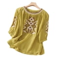 thumbnail image 4 of Kezqiaxn Plus Size Tops for Women Embroidery Half Sleeve Crew Neck Loose Shirts Business Casual Dressy Blouses, 4 of 5