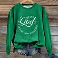 thumbnail image 2 of Fiaer Women's Pullover Sweatshirts Letter Graphic Crew Neck Long Sleeve Baggy Plus Size Tops Comfy Breathable Lightweight Tops for Fall and Winter Green XXL, 2 of 3