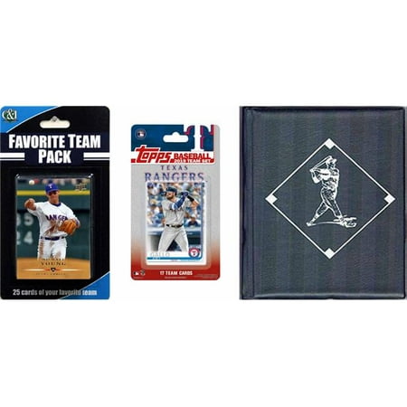 C&I Collectables 2019RANGERSTSC MLB Texas Rangers Licensed 2019 Topps Team Set & Favorite Player Trading Cards Plus Storage