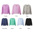 thumbnail image 3 of Blusa de mujer Algodón Lino Escote en v Botones Túnica de manga larga Tops Camisa casual suelta CACAGOO Blusa de mujer, 3 of 7