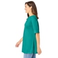 thumbnail image 3 of Woman Within Plus Size Perfect Cuffed Elbow-Sleeve Boat-Neck Tee, 3 of 6