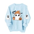 thumbnail image 6 of Uootdi Halloween Sweatshirts for Women Long Sleeve Crew Neck Ghost Pumpkin Bat Sleeve Print Womens Graphic Tees Oversized Fit Spooky Season Trick Or Treat Soft Cozy Womens Pullover Tops Gift, 6 of 7