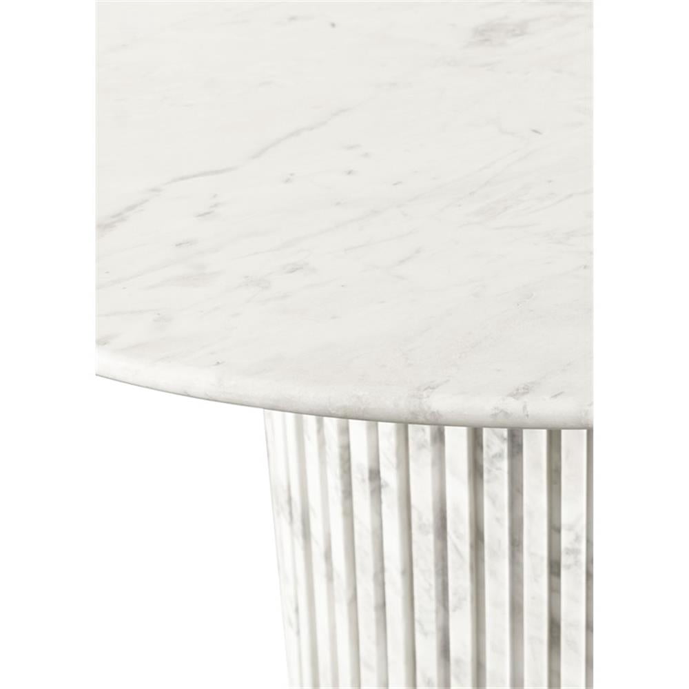Maklaine Modern / Contemporary White Finish Marble Dining Table