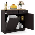thumbnail image 1 of Costway Wooden Kitchen Trash Cabinet Tilt Out Bin Holder with Drawer & Storage Shelf Coffee, 1 of 10
