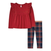 The Children's Place Toddler Girls Plaid Ruffle 2-Piece Set,12 Months - 5T