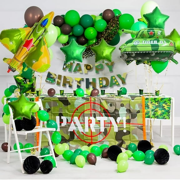 YANSION Boy Birthday Party Decoration Balloons, Tank Balloons, Army Tank Camouflage Balloons, Army Themed Party Decoration, Birthday Party Supplies and Decorations