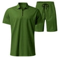 thumbnail image 6 of MNCEKFOD Men Short Sets Outfits Summer Short Sleeve Zipper V Neck Shirts with Pockets Drawstring Shorts Relax Fit Tracksuit Army Green XL, 6 of 6