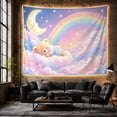 thumbnail image 6 of Sleeping Teddy Bear on a Fluffy Cloud Beneath a Crescent Moon, Calming Illustration for Kids, Bedtime Sky Decor, Birthday Gift, Tapestry Wall Hanging for Bedroom and Dorm, 6 of 7