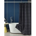 thumbnail image 4 of Extra Long Textured Fabric Shower Curtain 72" Width by 84" Length, Black Checkered Printed Bathroom Curtain, Machine Washable, 4 of 5