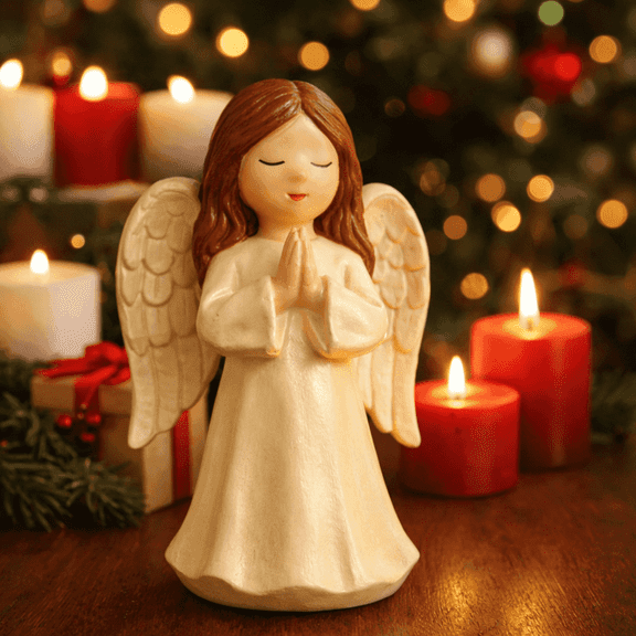 Satyankit 5-inch Christmas Praying Angel Resin Decorative Figurine
