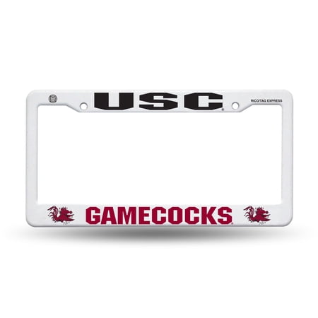 USC Raised Letter White Plastic License Plate Frame