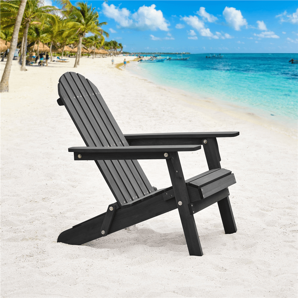 Renwick Foldable Adirondack Chair for Backyard Patio Poolside, Black