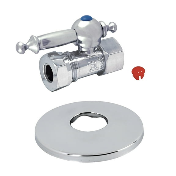 Kingston Brass CC44151TLK 1/2" FIP x 1/2" or 7/16" Slip Joint Quarter-Turn Straight Stop Valve with Flange, Polished Chrome