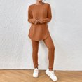 thumbnail image 6 of Two Piece Sets For Women Fall Clothing Set Warm Soft Long Sleeve Ribbed Knit Leggings Shoulder Set, 6 of 9