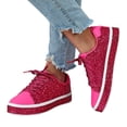 thumbnail image 3 of ZRBYWB Womens Shoes Casual Thick Soled Sneakers New Glossy Fashion Ladies Shoes Low Top Lace Up Flat Shoes Couples Trendy Shoes Breathable, 3 of 9