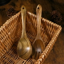 HEALEEP Wooden Serving Utensils 2Piece Set for Mixing Salads 39Inch Thick Bamboo Material Housewarming present
