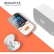 Timoom MP3 Player 32GB Bluetooth 5.0 with Clip Lossless Sound with FM Radio, Portable HiFi MP3 for Sports and Racing, Support SD USB TF Up to 128GB Card Orange