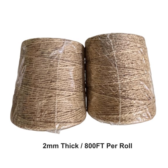 1600ft Natural Jute Twine, 2mm 2-Pack Heavy Duty Garden Twine String, 800ft Per Roll Eco-Friendly Craft Rope for Gardening, Packing, and DIY Projects