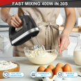 thumbnail image 4 of Lord Eagle Hand Mixer Electric Handheld 400W, 5-Speed Lightweight Kitchen Mixer with Storage Case, 5 Stainless Steel Attachments for Baking, 4 of 8