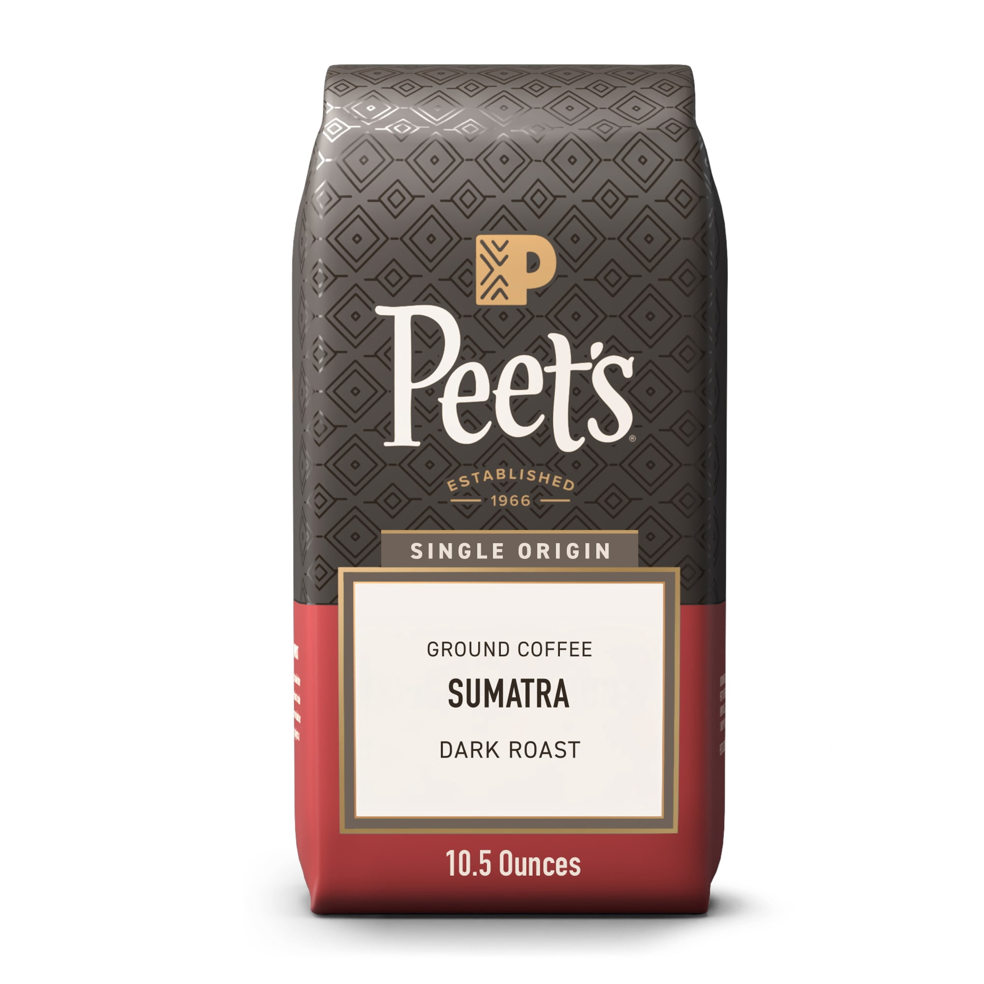 (6 pack) Peet's Coffee Single Origin Sumatra Premium Dark Roast Ground Coffee, Arabica, 10.5 oz