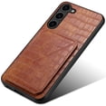 thumbnail image 2 of for Samsung Galaxy A14 Leather Phone Case Back Cover, Classic Croc-printed Check Crocodile Pattern Magnetic Foldable Hidden ID Credit Card Holder Slot, Kickstand Support, 2 of 8