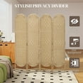 thumbnail image 4 of HOMCOM 4 Panel Room Divider, Bohemian Folding Privacy Screen, Natural Wood, 4 of 10