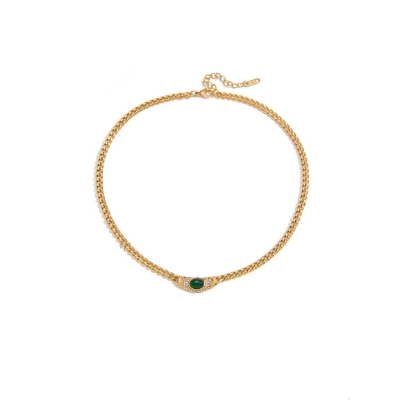 Minimalist Elegant Zircon Accent Pendant Necklace Stainless Steel Chain Jewelry For Women Daily Wear Gift