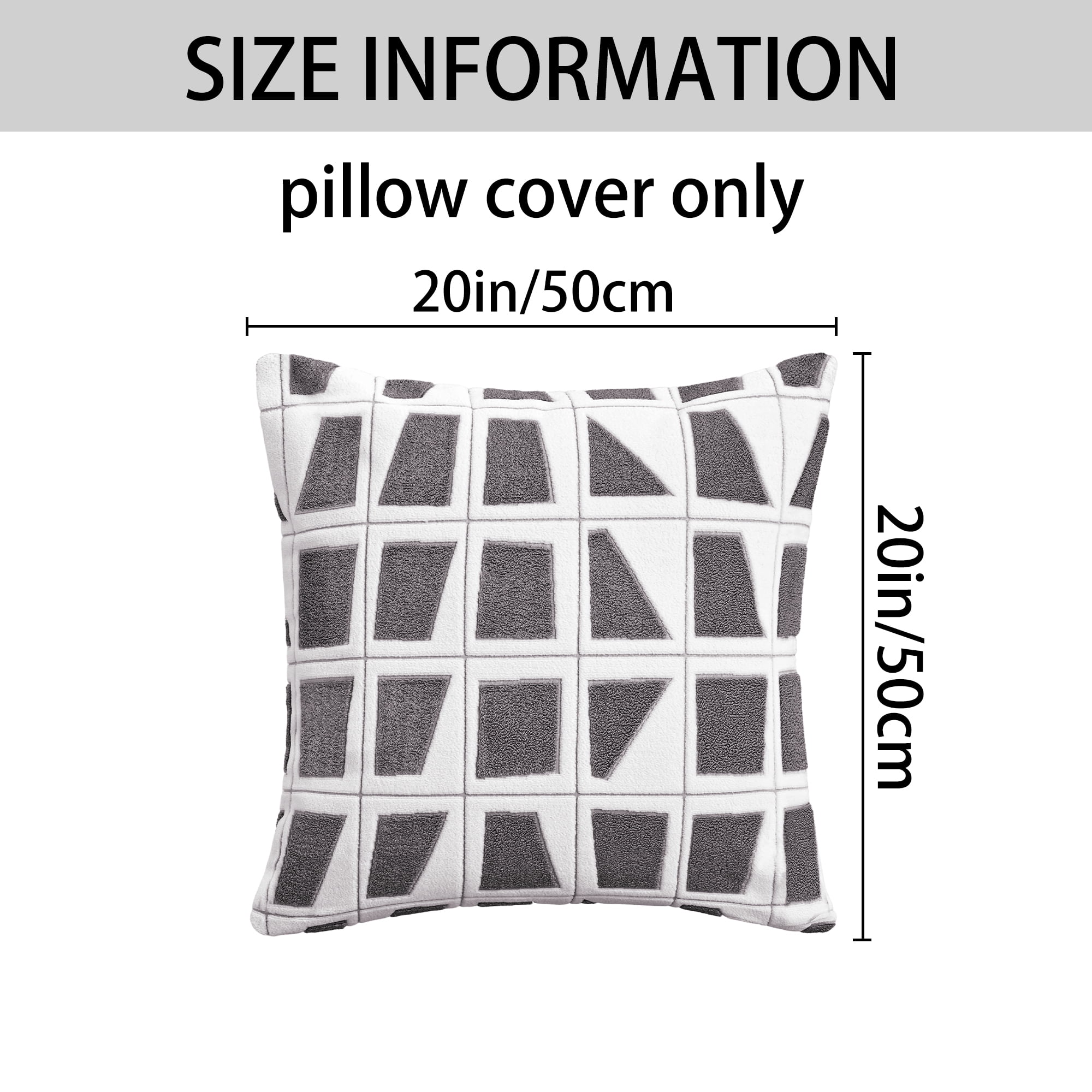 Unique Bargains Set of 2 Geometric Soft Plush Cushion Case Pillow Covers 20" x 20" Grey