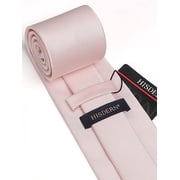 HISDERN Solid Color Ties for Men Business Tie and Pocket Square Set Classic Satin Mens Wedding Necktie,pink Blush