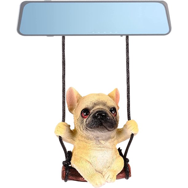 ZHAOCHENG Adorno colgante para coche (Bulldog) Bulldog francés, bonitos accesorios para espejo de coche para decoración interior de coche, adorno colgante para espejo retrovisor de coche para perro ma