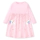 thumbnail image 1 of Vestido Hongshilian de algodón para niñas, manga larga, unicornio 3T y bolsillos, 1 of 7