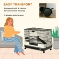 thumbnail image 5 of PawHut Small Animal Cage with Wheels, Portable Bunny Cage 2-Tier, 5 of 9
