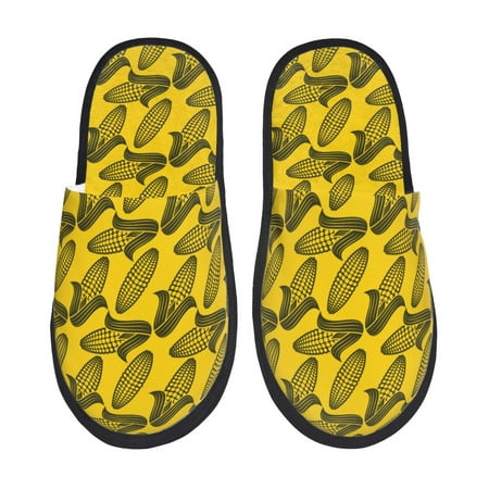 Balery yellow Corn Slient Indoor Furry Fleece Comfort House Shoes Soft Non-Slip Home Shoes Cotton slippers House Slippers-- Medium