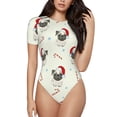 thumbnail image 2 of Uemuo Christmas Pug Dog Pattern Women's One Piece Short Sleeve Swimsuit Rash Guard Surfing Modest Quick-drying Swimsuit Beach Essentials-XX-Large, 2 of 9