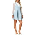 thumbnail image 4 of INSPIRE CHIC Women's Dress Tweed Plaid Sleeveless A-Line Pinafore Overall Dress S Light Blue, 4 of 6