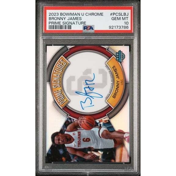 2023 Bowman University Chrome Prime Signatures Bronny James Jr. #PCSLBJ /150 PSA 10