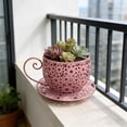 thumbnail image 4 of Weloille Coffee Cup Shape Courtyard Hollow Flower Pot, Creative Rustproof Drainage Hole Weather Resistant Planter, Unique Decorative Plant Container, for Garden Patio Lawn Balcony Decor, 4 of 6