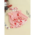 thumbnail image 3 of CIYCuIT Baby Girl Christmas Romper Dress Long Sleeve Flower/Santa Claus Print Skirt Hem Patchwork Jumpsuit with Headband 0-18M Newborn Infant Outfits, 3 of 8