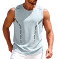 thumbnail image 2 of Qiyinn Men Sleeveless Gym Tank Top Mesh Panel Breathable Quick Dry Workout Athletic Vest with Reflective Stripes Loose Fit Casual Sport Shirt for Adult, 2 of 5