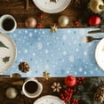 thumbnail image 5 of Blue Snowman Christmas Dresser Scarf Farmhouse, Dining Table Decorations for Wedding/Parties, Gifts Xmas Tree Snowflake Winter Elk Table Runner 108 Inches Long for Kitchen Dining, 13 x 108 In, 5 of 9