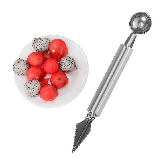 Tkrady Melon Baller Scoop Double-Headed Fruit Carving Cutter Knife Dual-Purpose Stainless Steel Cooking Spoon for DIY Cutting Scooping Cantaloupe Ice Cream Cheese Grater Kitchen Supplies