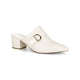 thumbnail image 1 of BLISSFUL STEP Outfit Women's Shoes Buckle Strap Pointed Toe Chunky Heel PU Vamp Mule Shoes White 9, 1 of 8