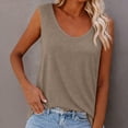 thumbnail image 2 of ClodeEU Women's Waffle Knit Crewneck Sleeveless Tank Top ,Solid Color Casual Cami Khaki,Women's Plus XL, 2 of 7