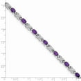 thumbnail image 3 of Sterling Silver Bracelet Gemstones February Women's Amethyst Oval 5 mm 7 in, 3 of 5