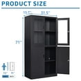 thumbnail image 4 of STANI Metal Cabinet with Lock, Tall Office Storage Cabinet with Glass Door, Lockable Black Steel Cabinet with 2 Adjustable Shelves for Home, Clinic, Pantry, Basement, 4 of 7