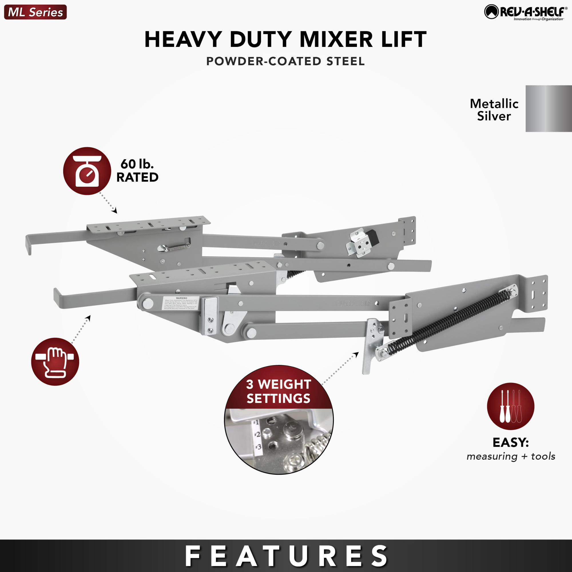 Upgraded Mixer Lift for Cabinet,Mixer Cabinet Lift System,with  Soft Close,Heavy Duty Spring Kitchen Mixer Lift,Appliance Lift for Cabinet,Vertical  Mixer Cabinet Lift,Holds up to 80 LBS,5 Year Warranty : Home & Kitchen